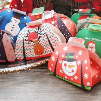 24Pcs Коледна кутия за бонбони Направи си сам Кутия за подаръци Дизайн на пуловер Снежен човек Дядо Коледа Печат Хартиена кутия Бонбони Малка опаковка за подарък Парти декор