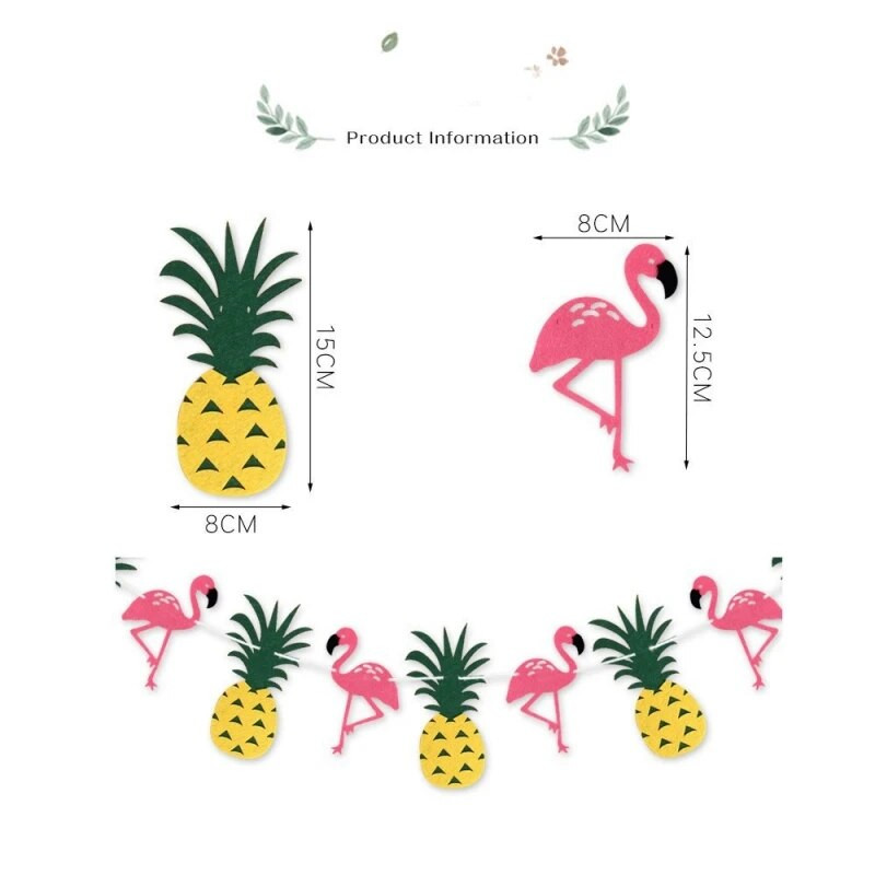 Vasaros atogrąžų Havajų vakarėlio dekoravimas Flamingo ananasų lapų vėliava Vasaros gimtadienio vakarėlio girlianda Viešbučio kambario scenos išdėstymas