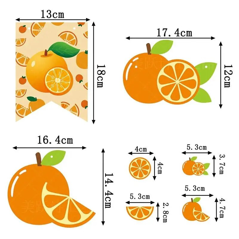 Apelsinų teminis vakarėlio dekoravimas Su gimtadieniu Vėliava Reklaminė juosta Vasaros vaisių vakarėlis Lubų sūkurinė girlianda Spiralinė kabanti scena Decorati