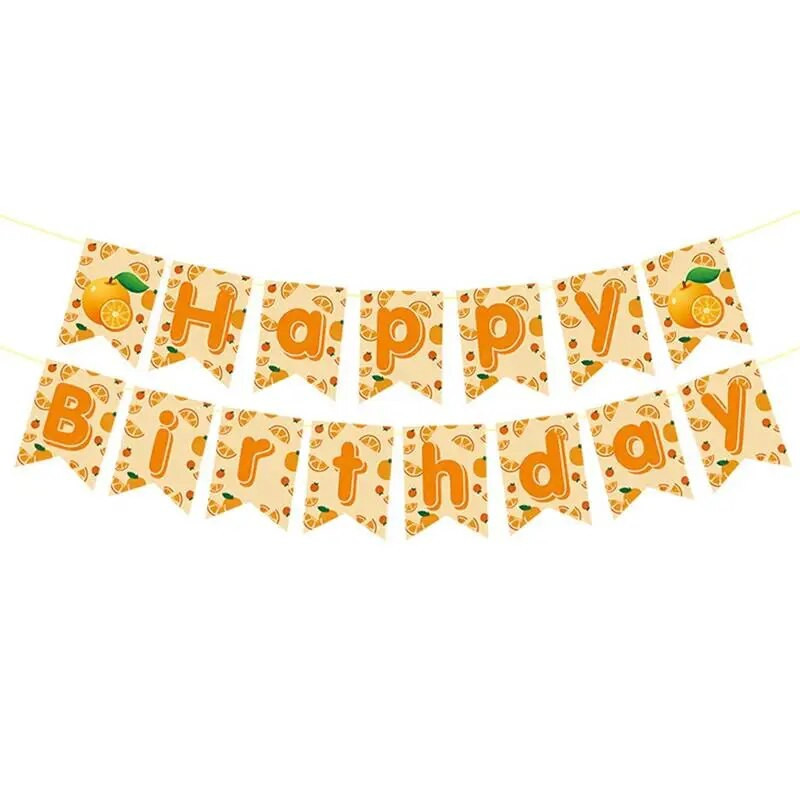 Apelsinų teminis vakarėlio dekoravimas Su gimtadieniu Vėliava Reklaminė juosta Vasaros vaisių vakarėlis Lubų sūkurinė girlianda Spiralinė kabanti scena Decorati