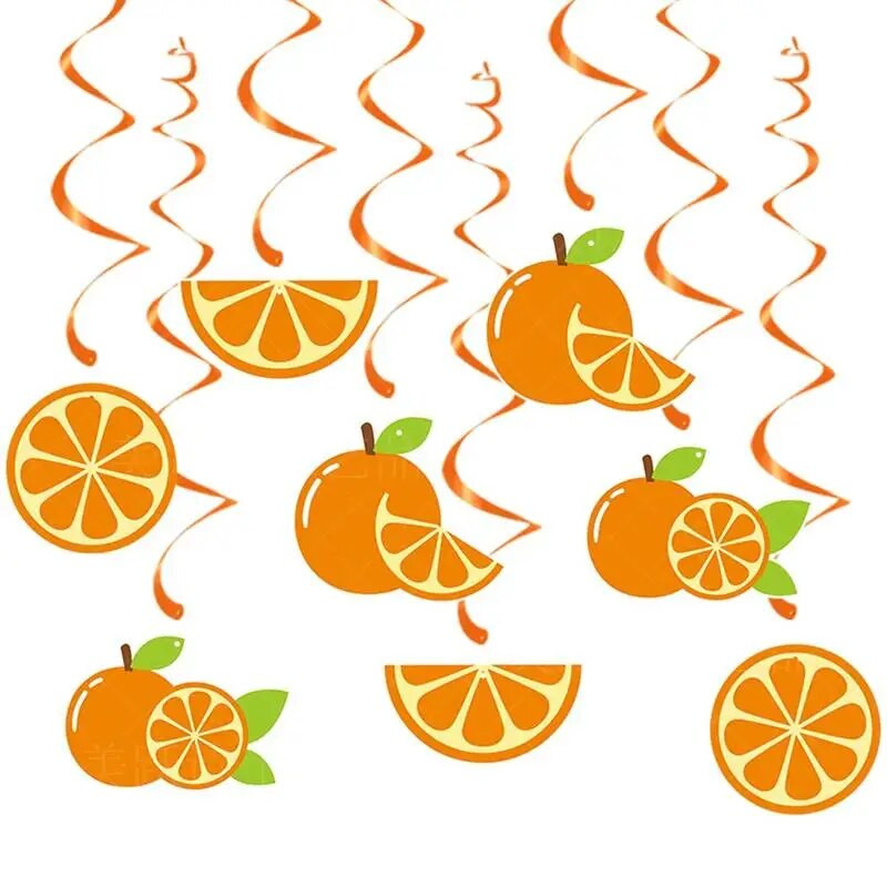 Apelsinų teminis vakarėlio dekoravimas Su gimtadieniu Vėliava Reklaminė juosta Vasaros vaisių vakarėlis Lubų sūkurinė girlianda Spiralinė kabanti scena Decorati