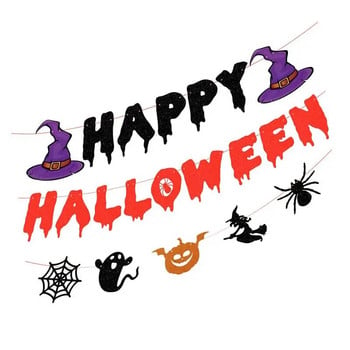 3 τεμάχια Happy Halloween Pumpkin Bat Flag Banner Day Ghost Day Halloween Παιδικό πάρτι Φόντο Κρεμαστό κουκούτσι Γιρλάντα διακόσμηση