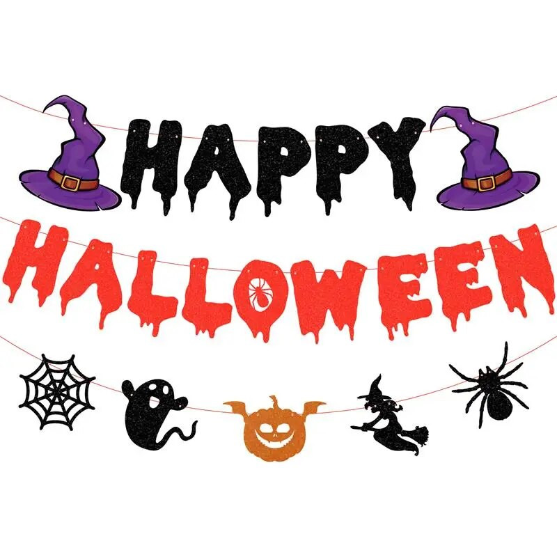 3 vnt. Linksmo Helovino moliūgo šikšnosparnio vėliava reklamjuostė vaiduoklio diena Helovino vaikų vakarėlio fonas Kabanti kekės girliandos puošmena