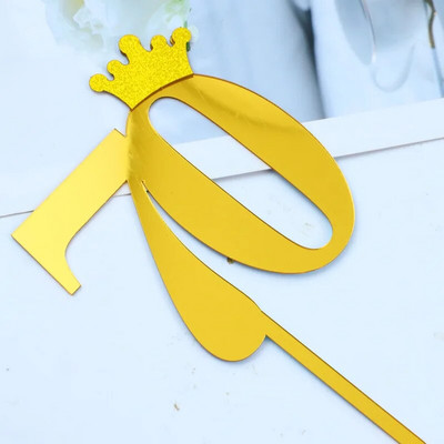 New 0-9 Number Happy Birthday Cake Topper Golden Acrylic Topper Wedding Cake Topper For Kids Birthday Party Holiday Cake Supplies
