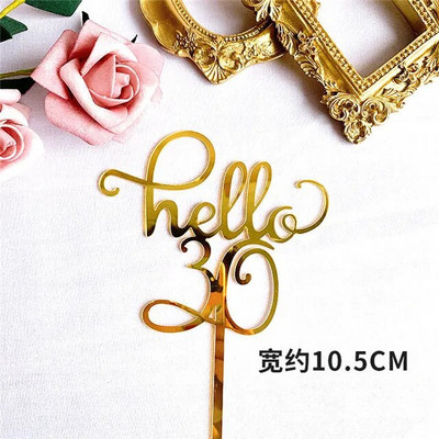 New 0-9 Number Happy Birthday Cake Topper Golden Acrylic Topper Wedding Cake Topper For Kids Birthday Party Holiday Cake Supplies