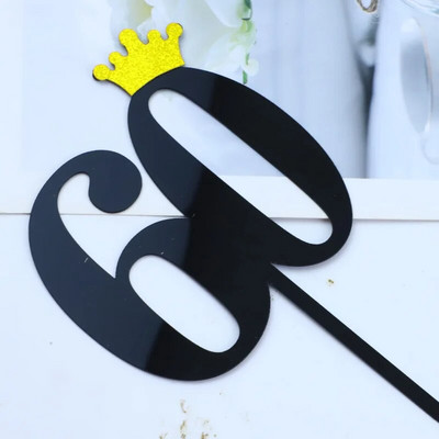 New 0-9 Number Happy Birthday Cake Topper Golden Acrylic Topper Wedding Cake Topper For Kids Birthday Party Holiday Cake Supplies