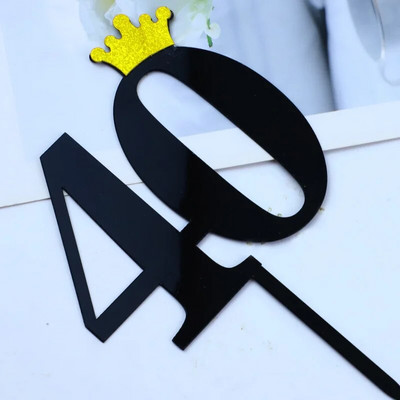 New 0-9 Number Happy Birthday Cake Topper Golden Acrylic Topper Wedding Cake Topper For Kids Birthday Party Holiday Cake Supplies