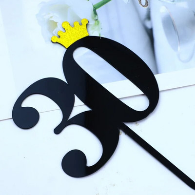 New 0-9 Number Happy Birthday Cake Topper Golden Acrylic Topper Wedding Cake Topper For Kids Birthday Party Holiday Cake Supplies