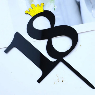 New 0-9 Number Happy Birthday Cake Topper Golden Acrylic Topper Wedding Cake Topper For Kids Birthday Party Holiday Cake Supplies