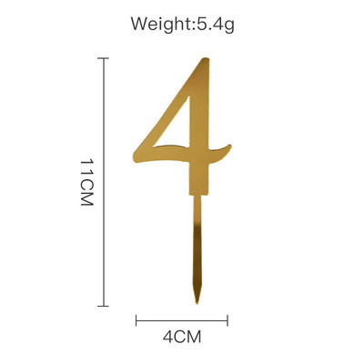 New 0-9 Number Happy Birthday Cake Topper Golden Acrylic Topper Wedding Cake Topper For Kids Birthday Party Holiday Cake Supplies