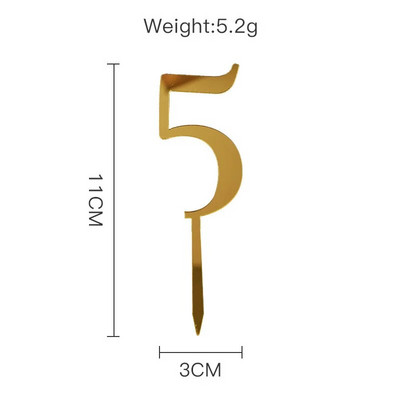 New 0-9 Number Happy Birthday Cake Topper Golden Acrylic Topper Wedding Cake Topper For Kids Birthday Party Holiday Cake Supplies
