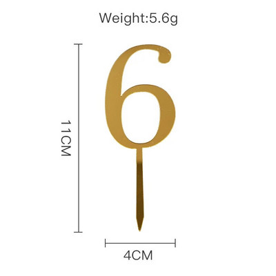 New 0-9 Number Happy Birthday Cake Topper Golden Acrylic Topper Wedding Cake Topper For Kids Birthday Party Holiday Cake Supplies