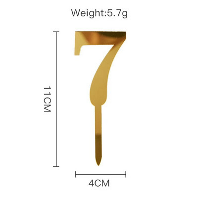 New 0-9 Number Happy Birthday Cake Topper Golden Acrylic Topper Wedding Cake Topper For Kids Birthday Party Holiday Cake Supplies