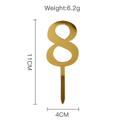 New 0-9 Number Happy Birthday Cake Topper Golden Acrylic Topper Wedding Cake Topper For Kids Birthday Party Holiday Cake Supplies