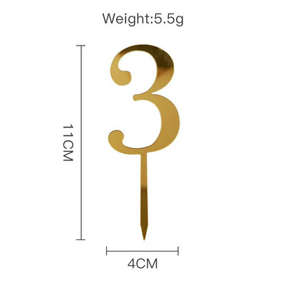 New 0-9 Number Happy Birthday Cake Topper Golden Acrylic Topper Wedding Cake Topper For Kids Birthday Party Holiday Cake Supplies