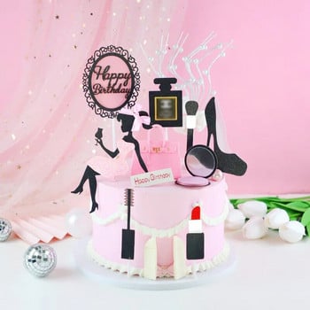 INS New Makeup Wedding Cake Topper Sexy High Heels Bottle Парфюм Birthday Cupcake Topper Gilrs Birthday Party Cake Decorations