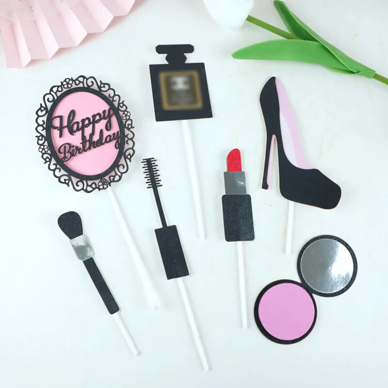 INS naujos makiažo vestuvinio torto puošmenos Seksualūs aukštakulniai kvepalų buteliukas Gimtadienio pyrago kepurė Gilrs gimtadienio vakarėlio papuošimai