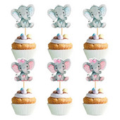12 τμχ Μπλε ροζ ελεφαντάκι Cupcake Topper Παιδική τούρτα γενεθλίων Διακόσμηση Μπομπονιέρες ντους μωρού Προμήθειες για πάρτι Reveal φύλου