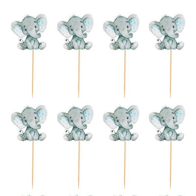 12 τμχ Μπλε ροζ ελεφαντάκι Cupcake Topper Παιδική τούρτα γενεθλίων Διακόσμηση Μπομπονιέρες ντους μωρού Προμήθειες για πάρτι Reveal φύλου