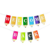 Αρχική σεζόν Διακόσμηση πάρτι Welcome Back Pencil Letter Banner Διακοσμητικά προμήθειες για το φόντο της τάξηςGarland Return
