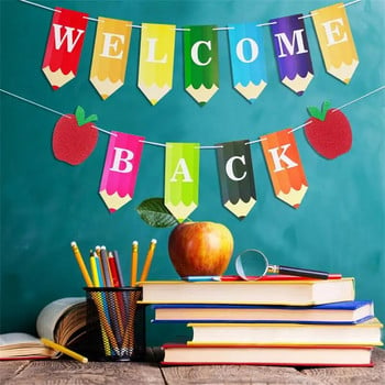 Αρχική σεζόν Διακόσμηση πάρτι Welcome Back Pencil Letter Banner Διακοσμητικά προμήθειες για το φόντο της τάξηςGarland Return