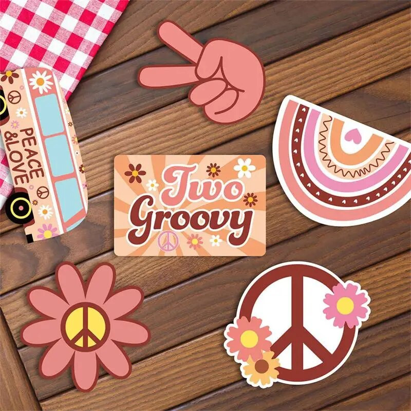 Hippy Bohemian Theme Two Groovy Daisy Pull Flaming Spiral Pakabukas Gimtadienio Vestuvės Sveikinimai Kūdikių Vakarėlis Pakabinamas šukės girliandos dekoras