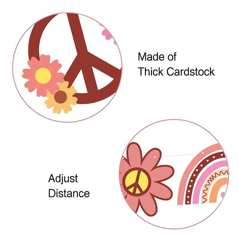 Hippy Bohemian Theme Two Groovy Daisy Pull Flaming Spiral Pakabukas Gimtadienio Vestuvės Sveikinimai Kūdikių Vakarėlis Pakabinamas šukės girliandos dekoras