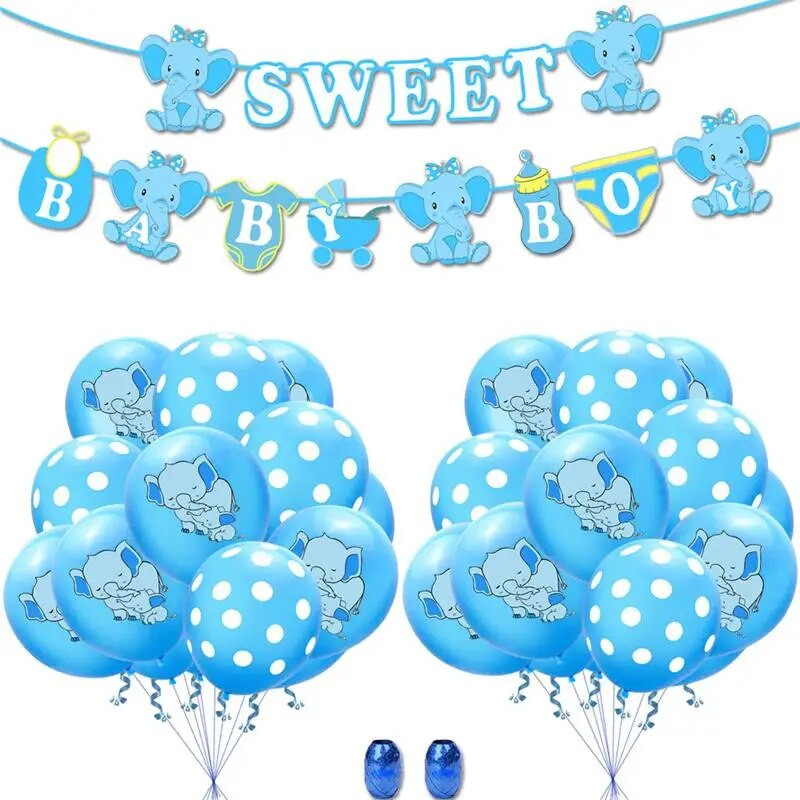 3M miela dramblių vakarėlio dekoravimo popierinė vėliavėlė berniukams ar mergaitėms, vaikų lytį atskleidžianti gimtadienio pasveikinimo vakarėlio fono rekvizitai