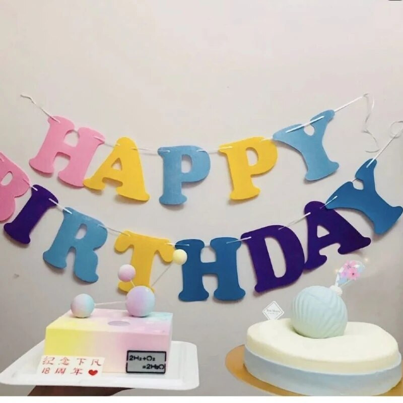 Su gimtadieniu reklamjuostė Neaustinės medžiagos vėliava Marcalono gimtadienio reklamjuostė Girliandos dekoravimas Svetainės fono sienos išdėstymas