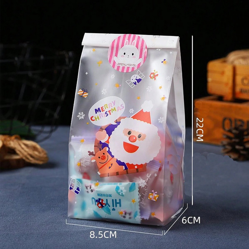 50vnt Kalėdų pakavimo maišeliai Senis Sniego senelis Kepimas Konditeriniai Maišeliai Nuga Saldainiai Sausainiai Vakarėlis Dovanos Namai, Viešbučio maistas Sausainių maišeliai