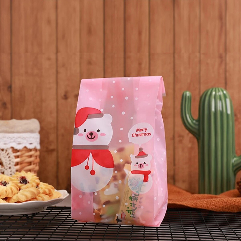50vnt Kalėdų pakavimo maišeliai Senis Sniego senelis Kepimas Konditeriniai Maišeliai Nuga Saldainiai Sausainiai Vakarėlis Dovanos Namai, Viešbučio maistas Sausainių maišeliai