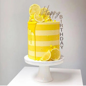 INS New Happy Birthday Cake Topper Rose Gold Acrylic Vertical Creative Gold Topper for Birthday Party Topper Cake
