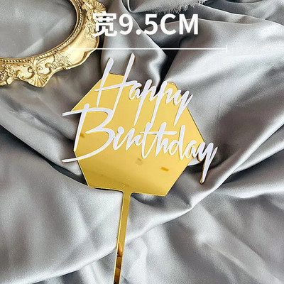 INS New Happy Birthday Cake Topper Rose Gold Acrylic Vertical Creative Gold Topper for Birthday Party Topper Cake