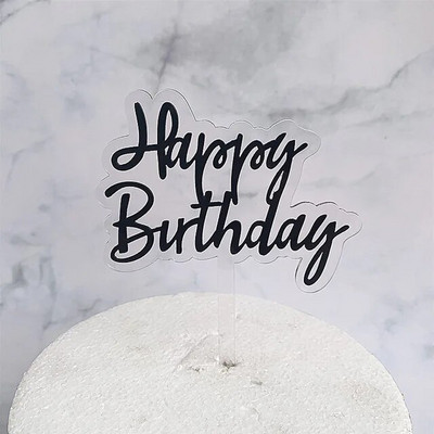 INS New Happy Birthday Cake Topper Rose Gold Acrylic Vertical Creative Gold Topper for Birthday Party Topper Cake