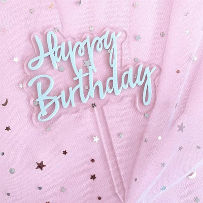 INS New Happy Birthday Cake Topper Rose Gold Acrylic Vertical Creative Gold Topper for Birthday Party Topper Cake