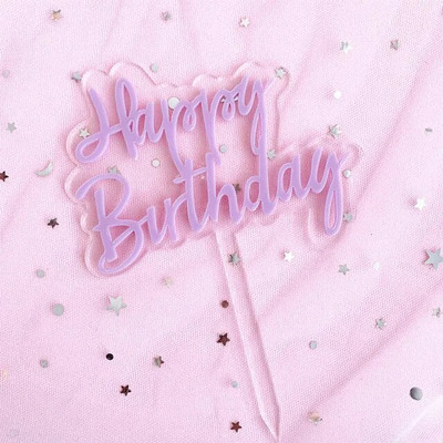 INS New Happy Birthday Cake Topper Rose Gold Acrylic Vertical Creative Gold Topper for Birthday Party Topper Cake