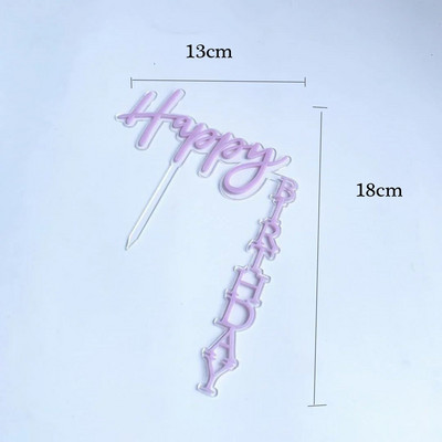 INS New Happy Birthday Cake Topper Rose Gold Acrylic Vertical Creative Gold Topper for Birthday Party Topper Cake