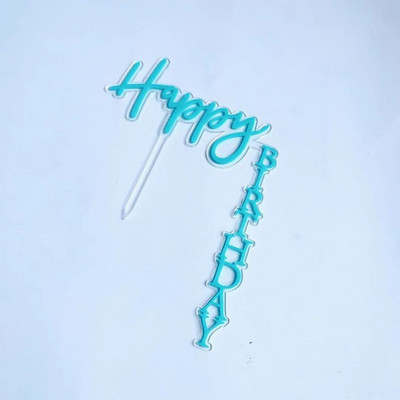 INS New Happy Birthday Cake Topper Rose Gold Acrylic Vertical Creative Gold Topper for Birthday Party Topper Cake