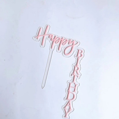 INS New Happy Birthday Cake Topper Rose Gold Acrylic Vertical Creative Gold Topper for Birthday Party Topper Cake