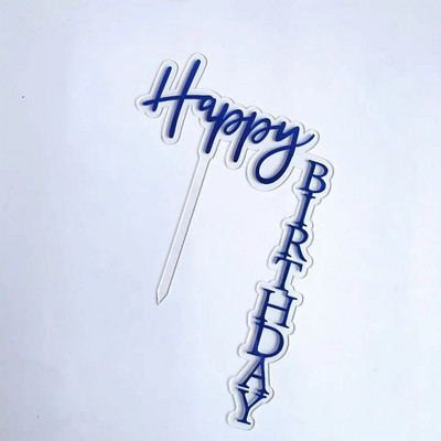 INS New Happy Birthday Cake Topper Rose Gold Acrylic Vertical Creative Gold Topper for Birthday Party Topper Cake