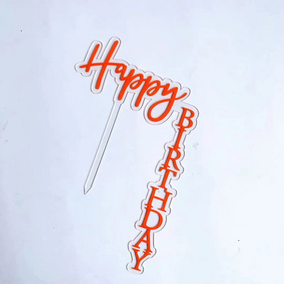 INS New Happy Birthday Cake Topper Rose Gold Acrylic Vertical Creative Gold Topper for Birthday Party Topper Cake