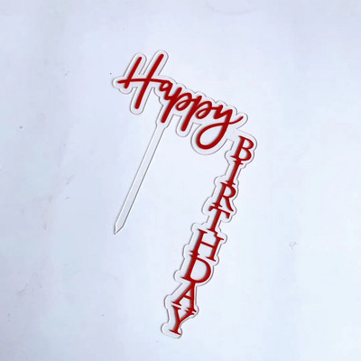 INS New Happy Birthday Cake Topper Rose Gold Acrylic Vertical Creative Gold Topper for Birthday Party Topper Cake