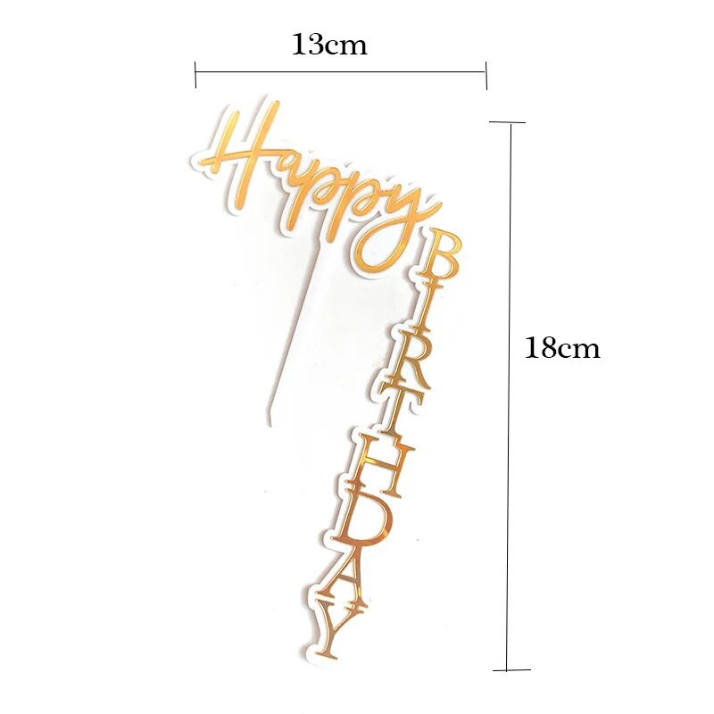 INS naujas su gimtadieniu torto dangtelis Rožinis auksinis akrilas Vertikalus Kūrybinis auksinis torto viršus gimtadienio vakarėliui papuošti
