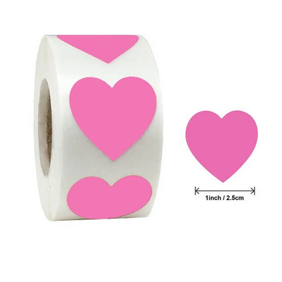 Αυτοκόλλητα 1 ιντσών Sweet Hot Pink Heart Design Ετικέτες για αποφοίτηση γάμου HANKSGIVING Δωροκάρτες Αυτοκόλλητα σφράγισης φακέλων