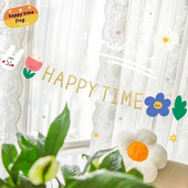 3M χαριτωμένο μικρό κουνέλι Happy Time Επιστολή για πάρτι με σημαία που τραβάει γενέθλια για την ημέρα των παιδιών Υπαίθρια φωτογραφικά στηρίγματα Φόντο GarlandDecorat