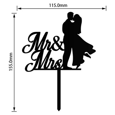 【Naujas pristatymas】 10 vnt Mr & Mrs akrilo ir popierinio torto viršaus torto puošmena sužadėtuvių vestuvių ir nuotakos dušui pakuotėje