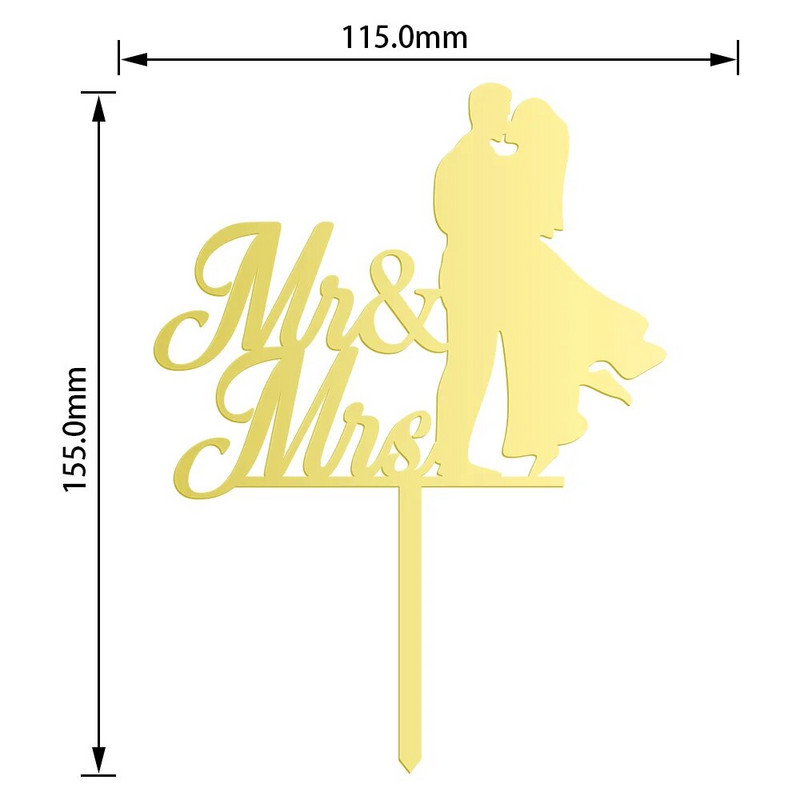 【Naujas pristatymas】 10 vnt Mr & Mrs akrilo ir popierinio torto viršaus torto puošmena sužadėtuvių vestuvių ir nuotakos dušui pakuotėje