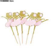 10 τμχ Gold Glitter Dancing Girl Ballerina Cupcake Toppers Cake Επιλογές για Νυφικό πάρτι γενεθλίων στο πάρτι γάμου