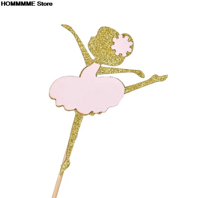 10 vnt. aukso blizgučiai šokančių mergaičių balerinų pyragaičių pyragaičių tortų rinkiniai vestuvių vakarėliui, nuotakos gimtadienio dekoravimui