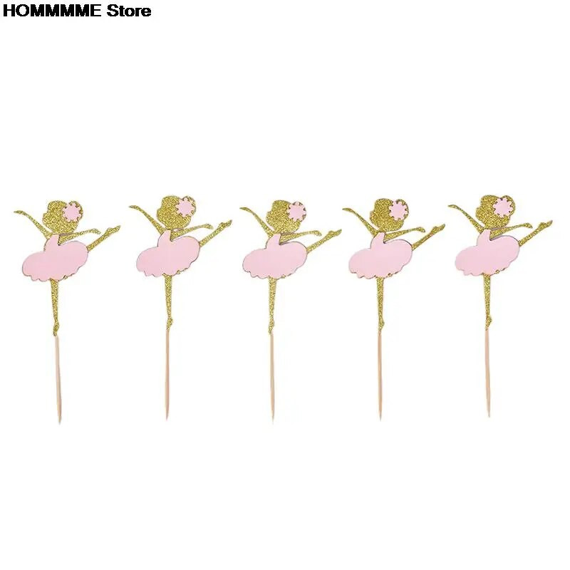 10 vnt. aukso blizgučiai šokančių mergaičių balerinų pyragaičių pyragaičių tortų rinkiniai vestuvių vakarėliui, nuotakos gimtadienio dekoravimui